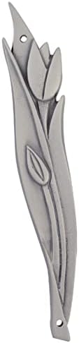 Modern Artisans American Made Pewter Mezuzah with Blooming Tulip Design