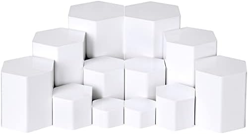 Jetec Hexagonal Jewelry Display Risers - 6 Sizes 12 Pieces White