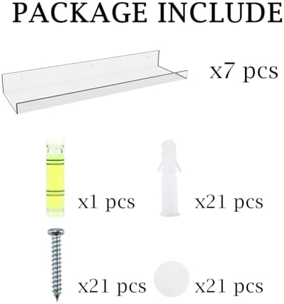RLAVBL 7 Pack Acrylic Floating Shelves for Home Storage