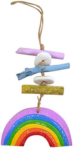 Rustic Painted Driftwood Mobile 10 Inches Rainbow