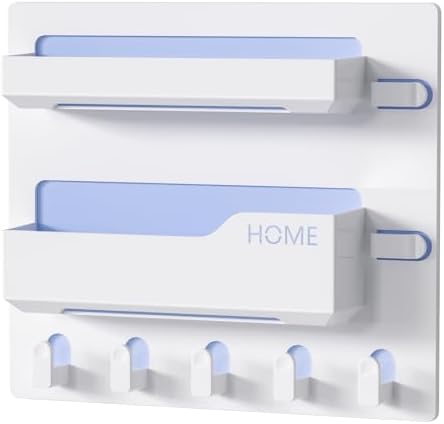 Bedside Shelf Wall Mount Organizer with Hooks and Cable Clips