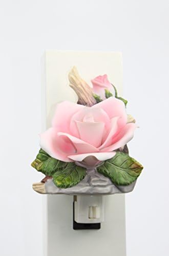 Cosmos 2121 Fine Porcelain Lighted Pink Rose Night Light