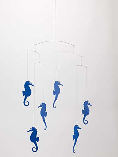 Sea Horse Blue Hanging Mobile 22 Inches Handmade Denmark