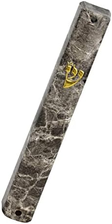 Judaica Plastic Mezuzah Black Marble Style