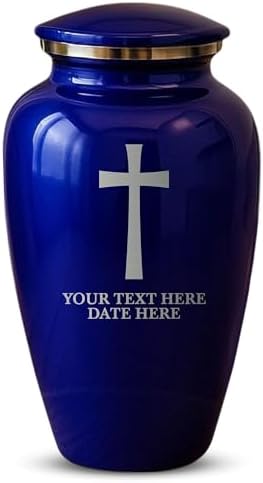 Custom Purple Cremation Urn with Silver Cross Design