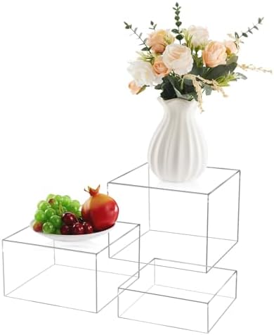 3Pcs Clear Acrylic Risers Display Stand for Jewelry Food