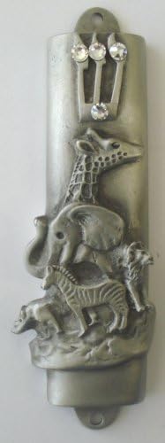 Noahs Ark Pewter Mezuzah with Scroll and Parchment