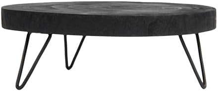 Creative Co-Op Paulownia Wood Pedestal Black 11 Inch