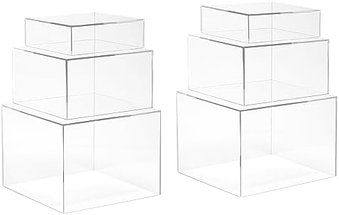 Red Co Set of 3 Acrylic Cube Display Risers with Hollow Bottoms