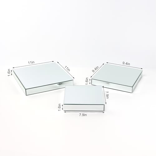Silver Mirror Display Riser Stand Set 3 Sizes