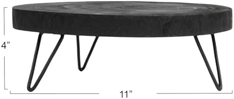 Creative Co-Op Paulownia Wood Pedestal Black 11 Inch