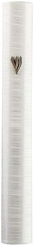 Aluminum Mezuzah Case with 3D Stripes and Silver Shin
