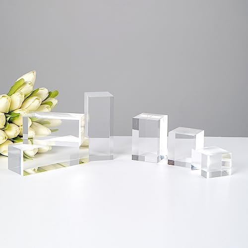 6Pcs Clear Acrylic Cube Display Risers Stands for Jewelry and Collectibles