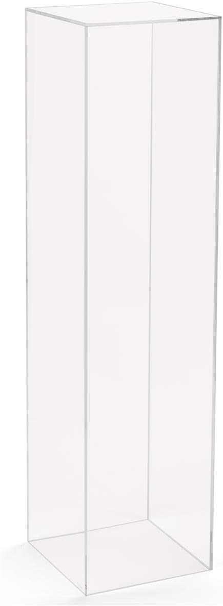 Displays2go Tall Acrylic Display Pedestal Riser with 5-Sided Open Base