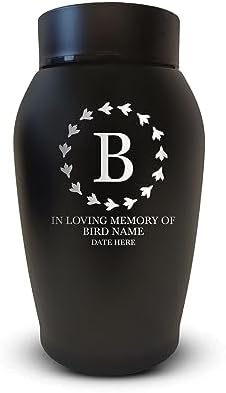 Personalized Bird Urn with Name and Date - 52 Black Steel Cremation Urn