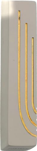 Modern Concrete Mezuzah Case with Brass SHIN Letter Grey