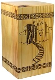 Handcrafted Wooden Cremation Urn with Stairway to Heaven Design