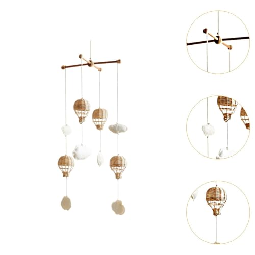 Garende Baby Mobile with Rattan Balloon and Cloud Decor