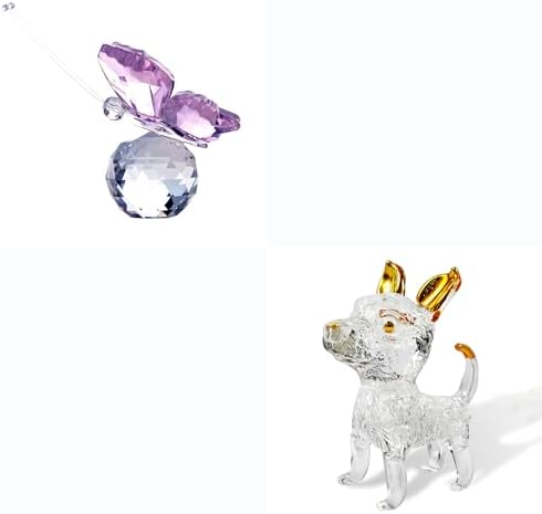 HD Pink Crystal Butterfly and Dog Figurine Collection 1