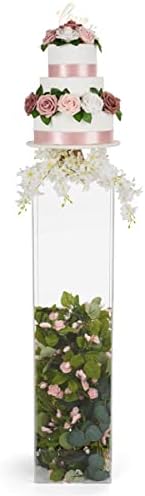 Displays2go Tall Acrylic Display Pedestal Riser with 5-Sided Open Base