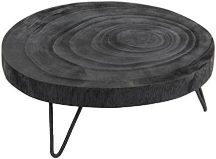 Creative Co-Op Paulownia Wood Pedestal Black 11 Inch