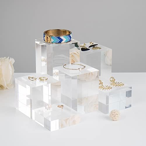 Clear Acrylic Cube Display Risers Set 31x31x1-6 Inch