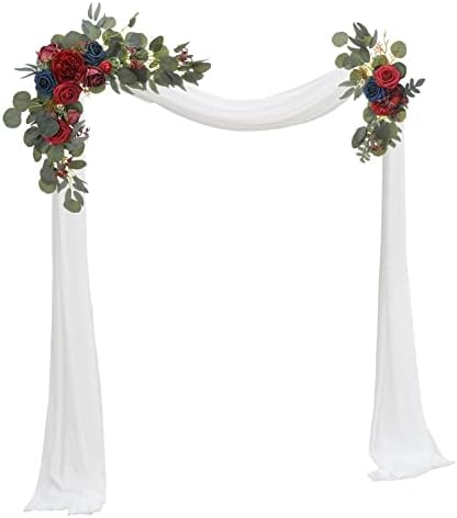 Elegant Wedding Flower Swag Set of 2 - Navy Dusty Blue White