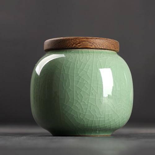 Small Cremation Urn Keepsake Ice Crack Ceramic Mirror Finish Beige