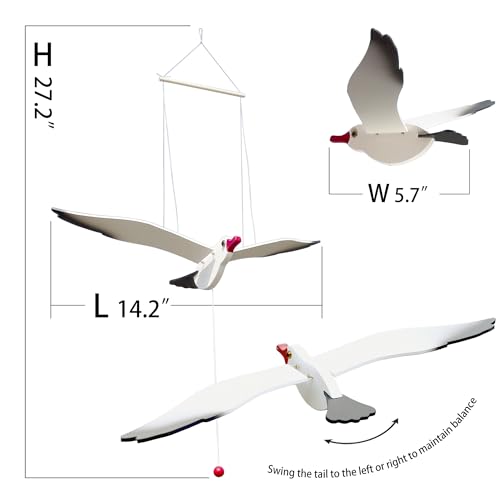 Wooden Seagull Mobile Nautical Decor 14 Inch