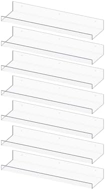 RLAVBL 7 Pack Acrylic Floating Shelves for Home Storage