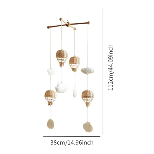 Garende Baby Mobile with Rattan Balloon and Cloud Decor