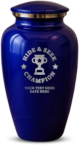 Custom Cremation Urn with Funny Hide Seek Design Purple