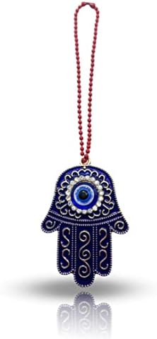 Sonoran Souvenirs Blue Hamsa Charm for Car Rear View Mirror
