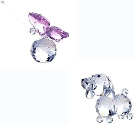 HD Pink Crystal Butterfly and Dog Figurine Collection