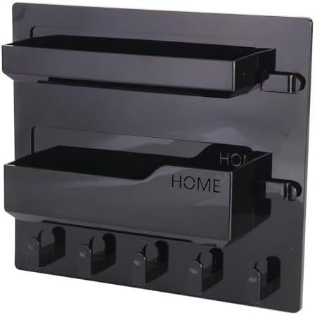 Meaocer Bedside Shelf Wall Mount Organizer - 5 Hooks Black Style