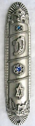 Pharaon Egyptian Design Pewter Mezuzah with Scroll