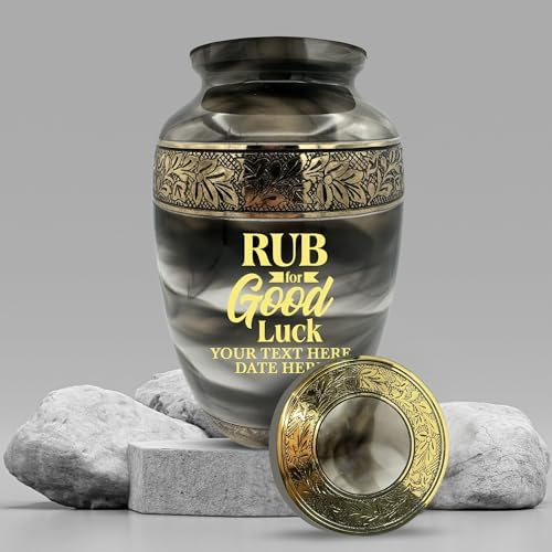 Custom Cremation Urn with Funny Quote and Gold Engraving Suzesta Series