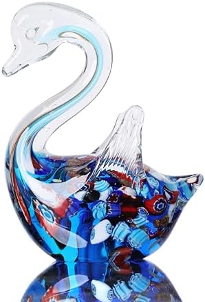 Yao Yuan Handmade Multicolor Glass Swan Figurine - Blue