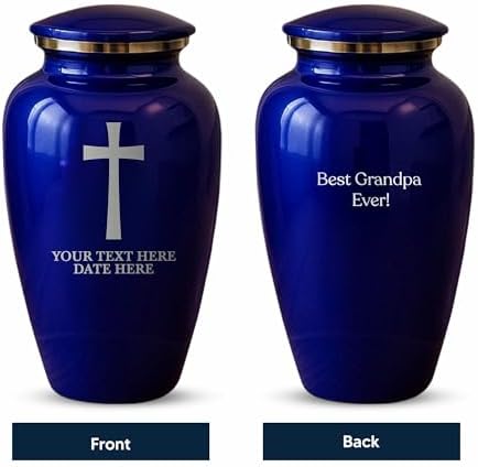Custom Purple Cremation Urn with Silver Cross Design