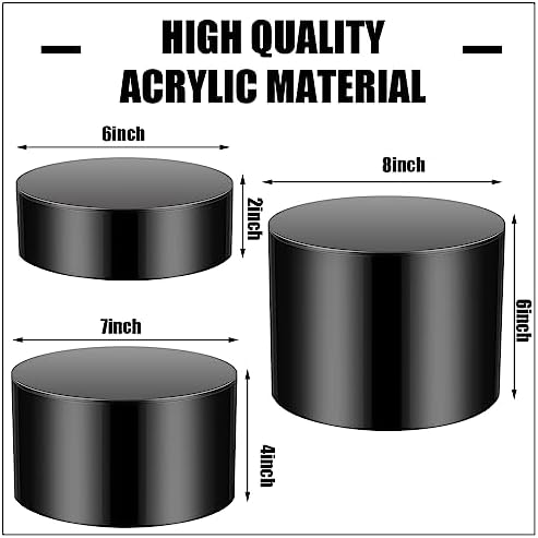 Weysat 3 Pcs Acrylic Risers for Display Black Cylinder Nesting