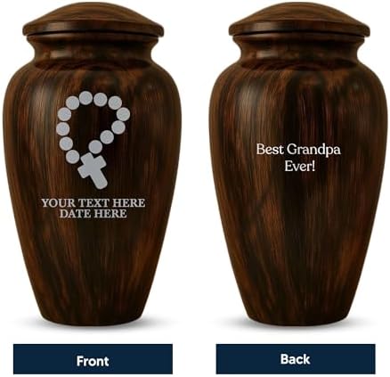 Custom Cremation Urn with Painted Wood Finish and Rosary Design
