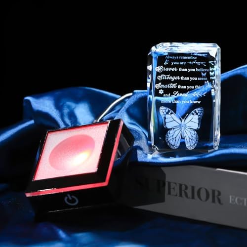 Movdyka 3D Crystal Butterfly Inspirational Gift with LED Base