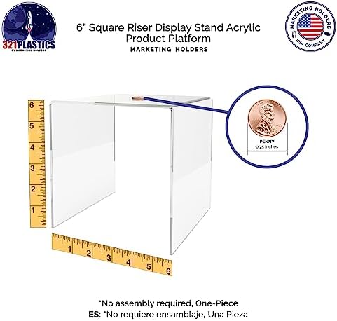 Clear Acrylic Riser Platform 6 Inch Square Display Stand