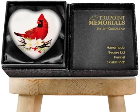 Trupoint Memorials Red Cardinal Heart Urn with Stand