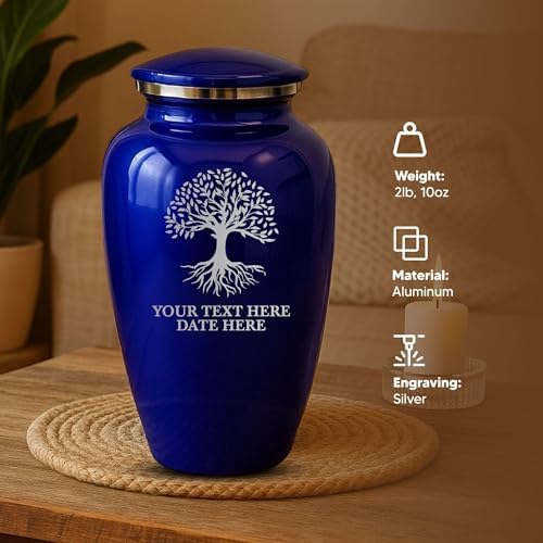 Custom Purple Cremation Urn with Tree Of Life Design