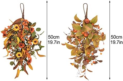JUOPZKENN Fall Teardrop Swag for Front Door Decor
