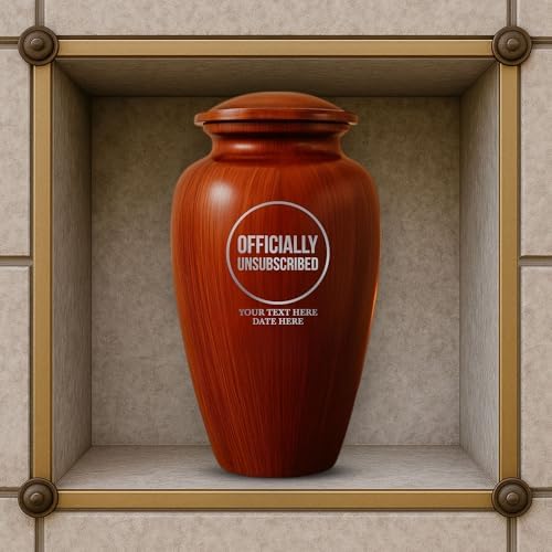 Custom Cremation Urn with Painted Wood Finish and Tech Funny Design