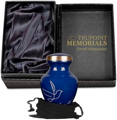 Trupoint Memorials Small Dark Blue Urns for Human Ashes Keepsake