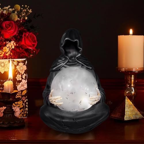 Gothic Reaper Crystal Ball with Floating Bats