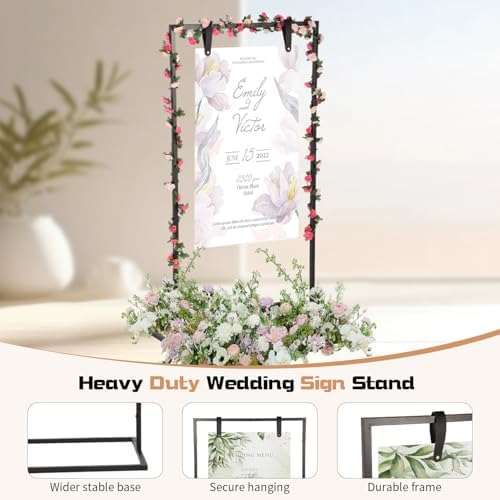 Adjustable Wedding Sign Stand with 4 Leather Straps